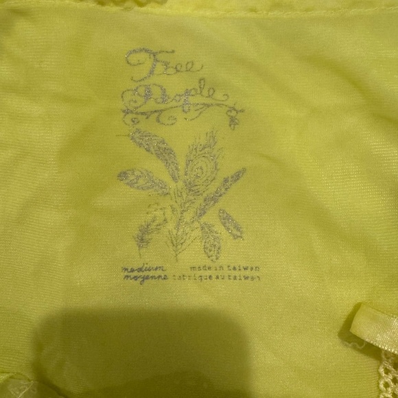 Free People Yellow Lace Trim Chemise slip - Picture 5 of 10